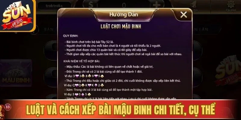 Luật và cách xếp bài Mậu binh chi tiết, cụ thể
