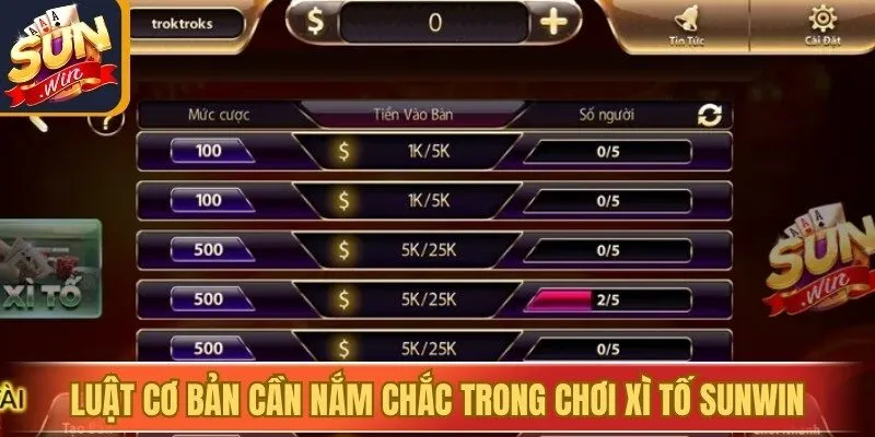 Luật cơ bản cần nắm chắc trong chơi Xì Tố Sunwin